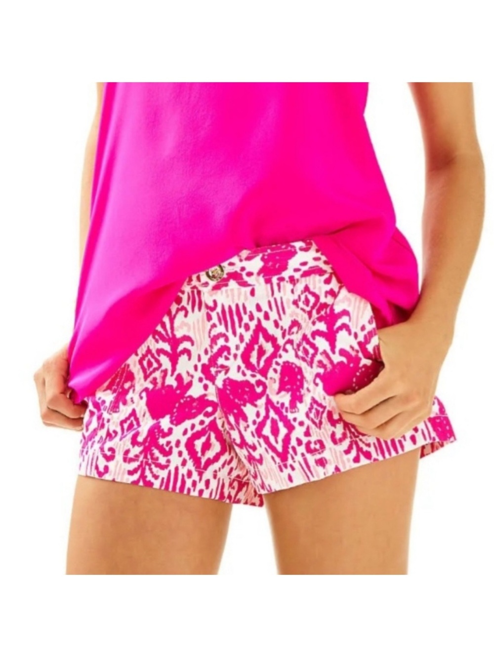 Lilly Pulitzer The Liana Short Pink White 6 Tons of Fun Elephant
